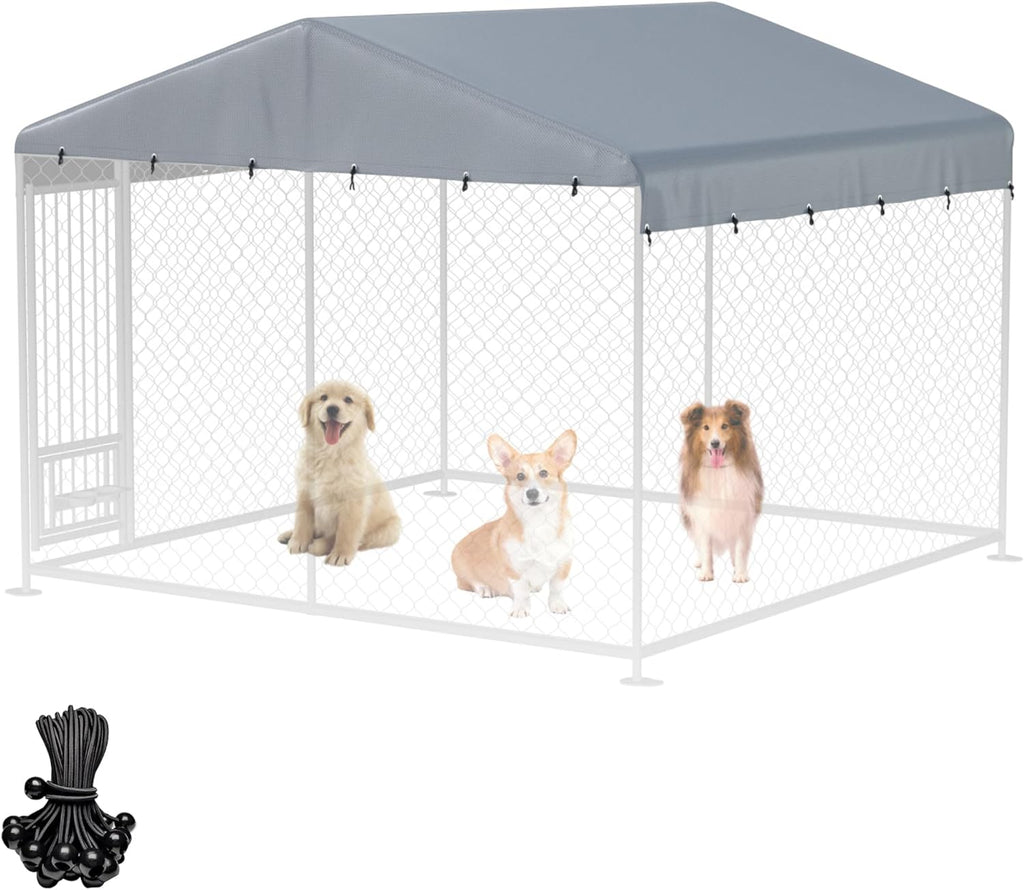 Funda para caseta de perro de exterior de 3 m de ancho x 3 m de largo. Funda de repuesto para caseta de perro fabricada en tela Oxford 600D impermeable de color gris (estructura no incluida).