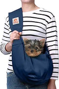 Tomkas Small Dog Sling Carrier - Zipper pocket & Adjustable strap - for 3 - 10 lbs pets(Dark Blue)