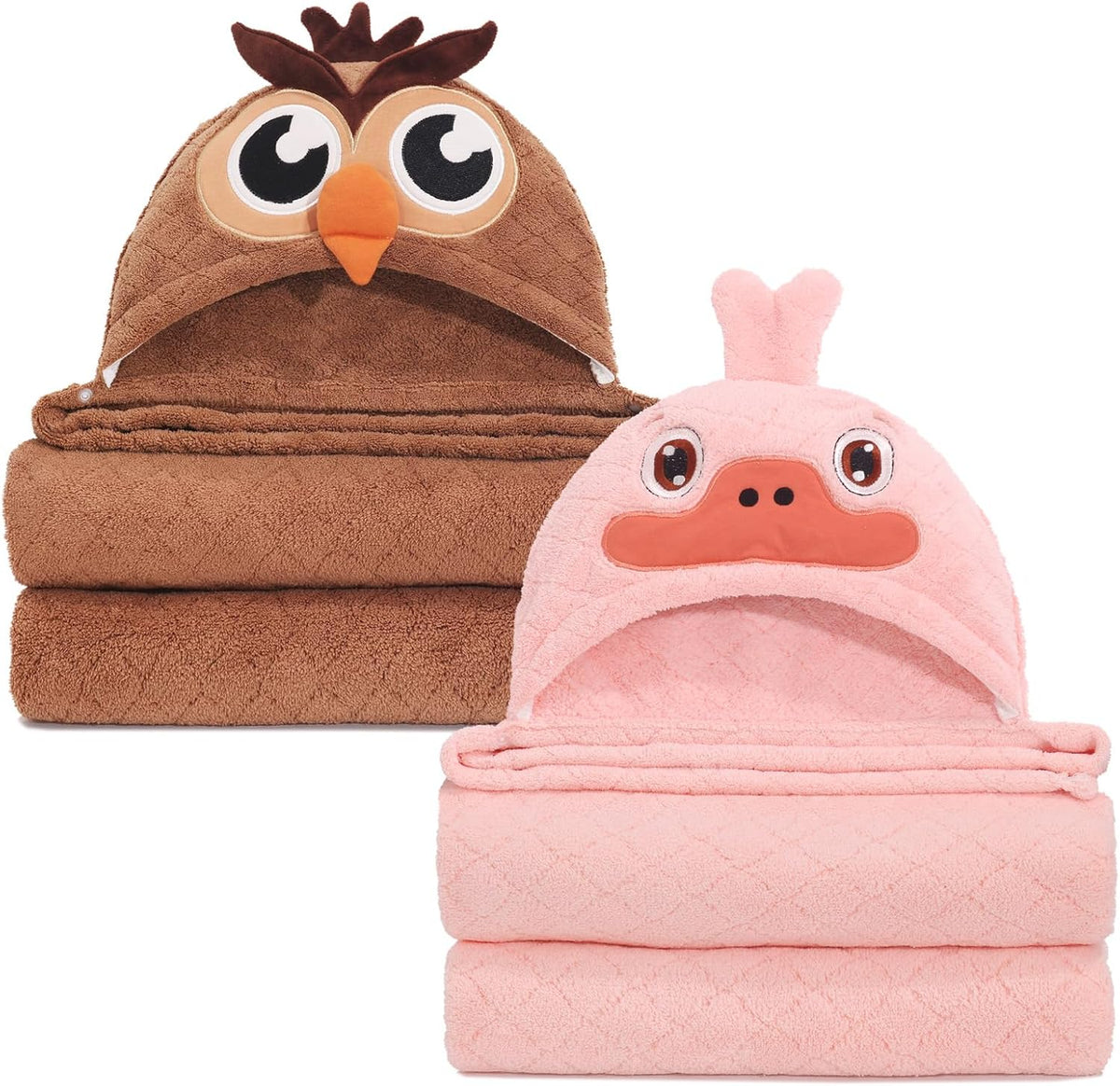 Toallas con Capucha WODHOY para Bebe y Nino | Pack de 2 Suaves y Absorbentes | 0-5 Anos | ARTICULO VIENE COMO SE MUESTRA EN LA SEGUNDA IMAGEN ) SON DISTINTOS A LA PRIMERA IMAGEN )