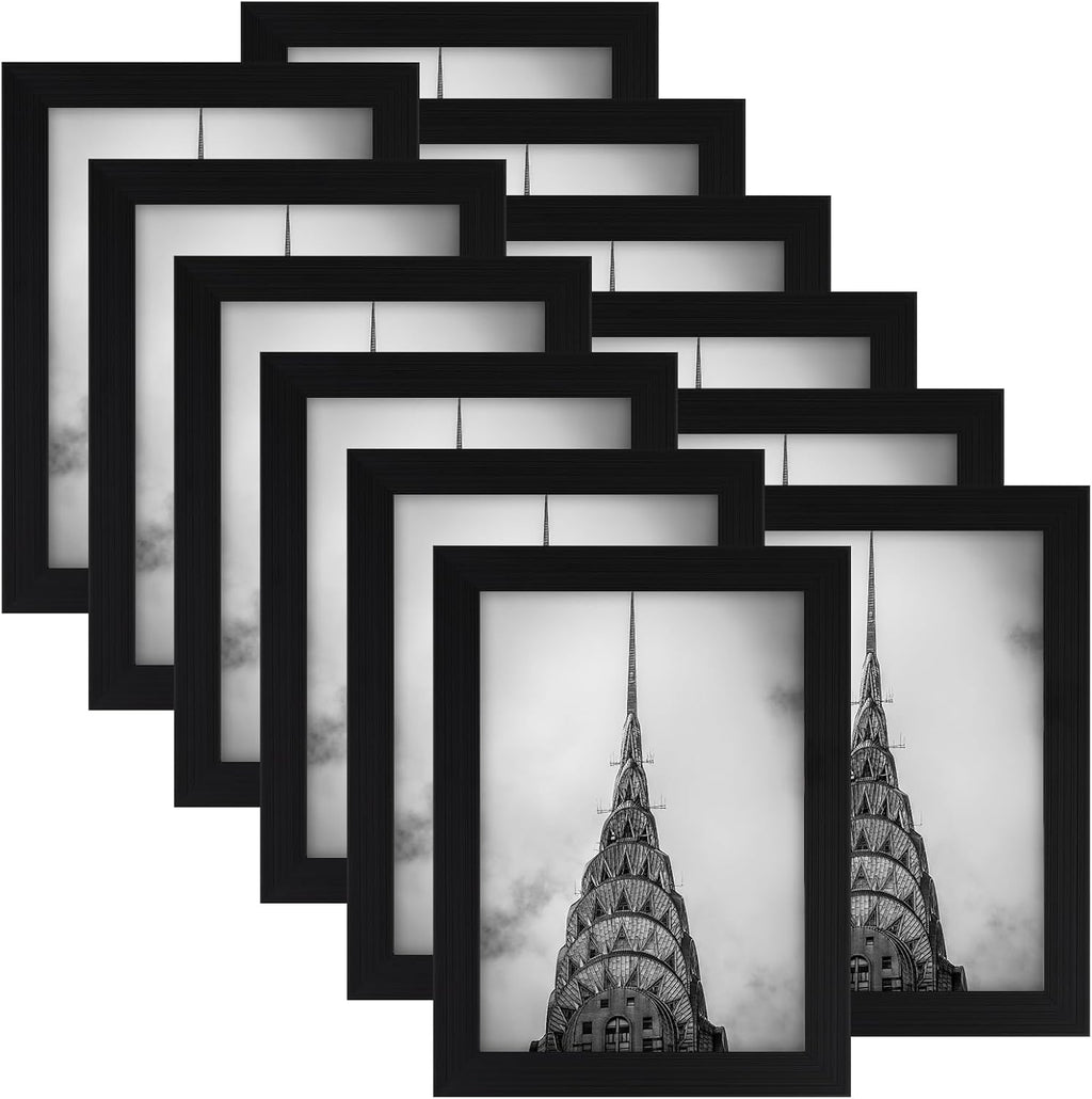 Set de 12 Marcos de Fotos 5x7 Negros | Portarretratos para Galería de Pared o Mesa