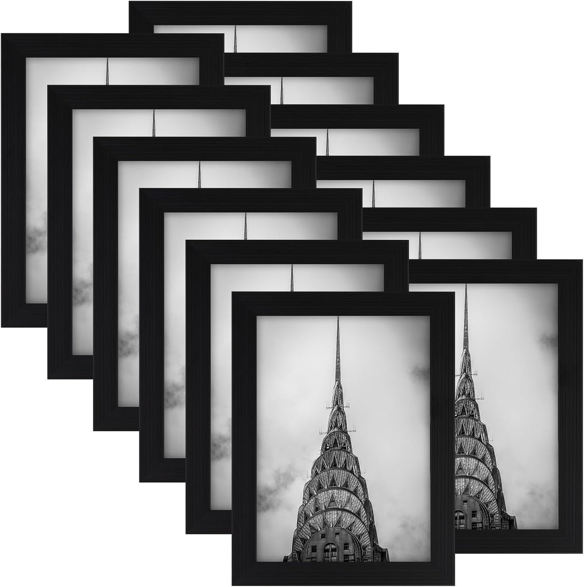 Set de 12 Marcos de Fotos 5x7 Negros | Portarretratos para Galería de Pared o Mesa
