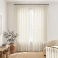 SHINELAND 100 Inch Custom Linen Sheer Curtains, Pinch Pleated Designer Curtain Drapes for Living Room Sunroom, Wide 40 x Long 100 Inch, 2 Panel Set