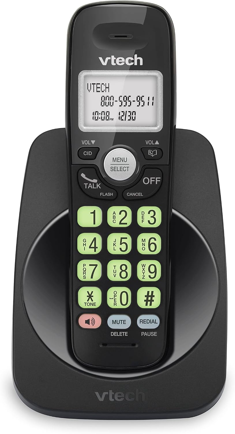 VTech Telefono Inalambrico con DECT 6.0 | Altavoz Full-Duplex | Pantalla Iluminada | Teclado Retroiluminado | Identificador de Llamadas | Compatible con Audifonos | VG131-11 | Negro