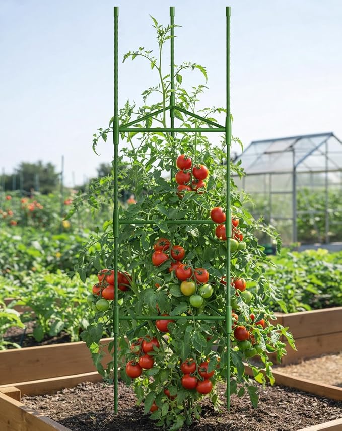 Jaula de Tomate 51" Pack x3 – Incompleto, Faltan 3 Piezas Pequeñas | Enrejado Metal Verde