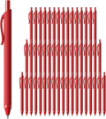 Pack de 50 Bolígrafos Tinta Roja InkSlick, 1.0 mm Punta Media, Escritura Suave sin Sangrado, Bolígrafos Retráctiles Punta Esfera Roja