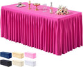 PARTISKY Mantel Rosa Intenso con Falda Plisada para Mesa Rectangular de 4 Pies – Paquete de 2 Paneles