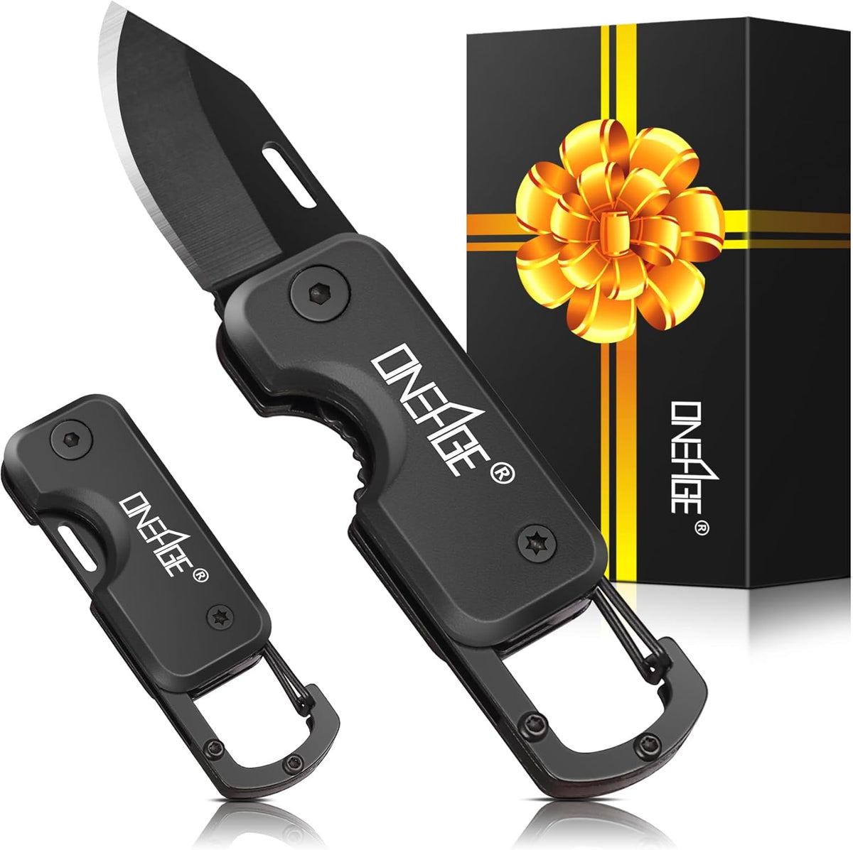 Navaja de Bolsillo Plegable para Hombre — Llavero EDC, Hoja 1.62", Cortador de Caja, Camping y Senderismo, Regalo