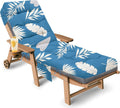 Cojín para tumbona de exterior Tycdiose, 71 x 22 x 4,7 pulgadas, impermeable, de repuesto para muebles de exterior, grueso y antideslizante, con estampado de hojas azules.