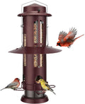 Comederos para pájaros Kingsyard a prueba de ardillas con perchas activadas por peso, comedero metálico para pájaros silvestres para exteriores, gran capacidad de 1,36 kg de semillas, color verde.