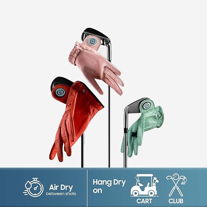 Guante de golf para mujer de CLAPLEY – Cuero Cabretta premium con marcador de bola magnético, diseño transpirable, buena elasticidad, regalo precioso para golfistas, tacto súper suave, para mano