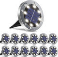 Luces solares OULONGER de 4,6 pulgadas para exteriores, impermeables, paquete de 12 luces solares para exteriores, luces solares para jardín, iluminación paisajística para patio, sendero, césped, terraza, entrada de vehículos y camino (luz blanca).