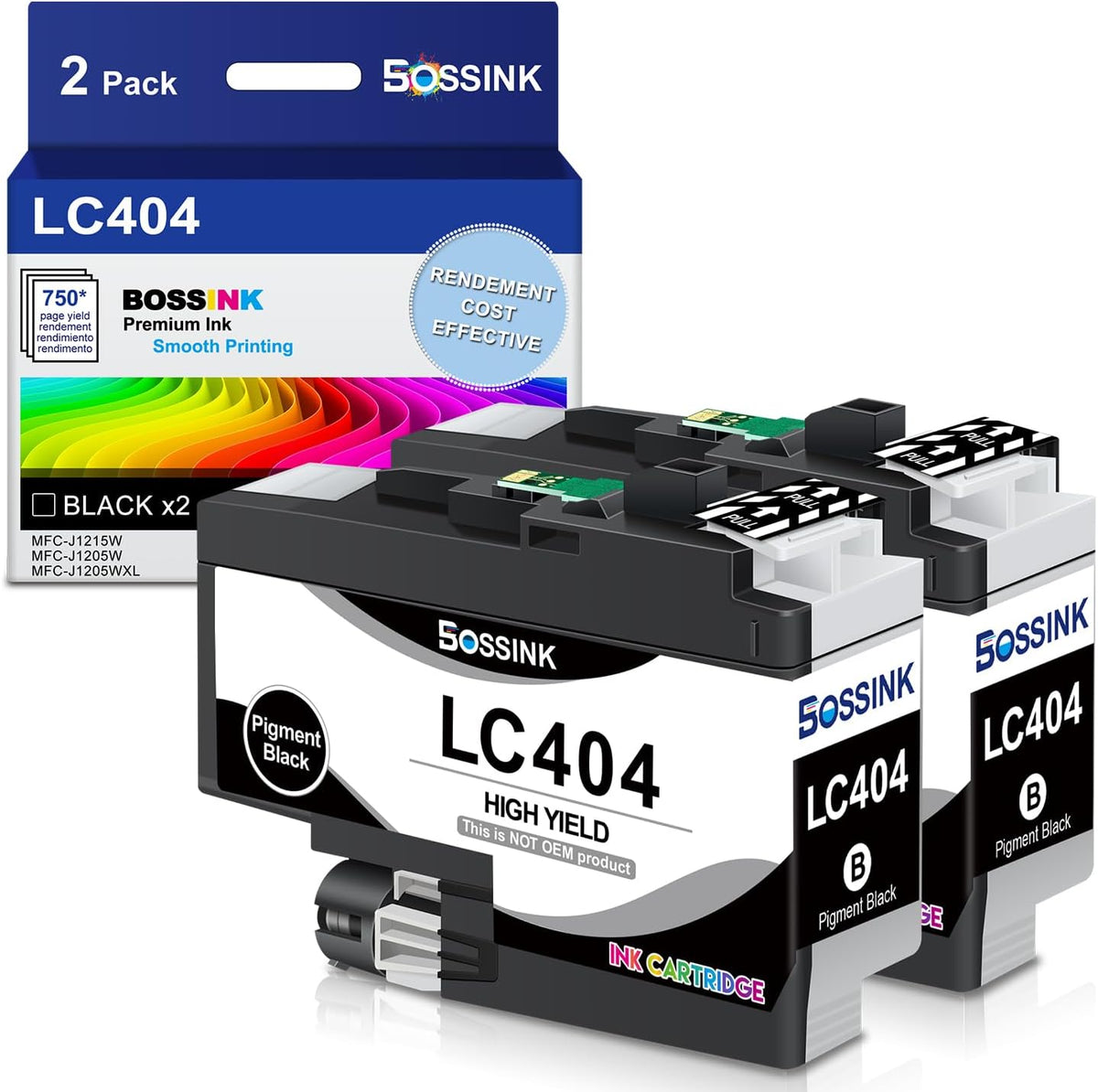 Cartuchos de Tinta Negra LC404 Brother Pack 2 | Alto Rendimiento, Compatible MFC-J1205W, J1215W y J1205W XL