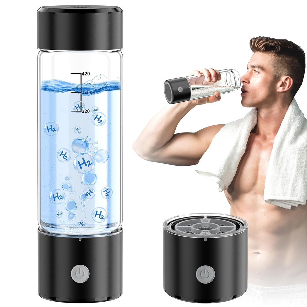 Botella de agua de hidrógeno mejorada, generador rápido de agua de hidrógeno de 3 minutos y 2200 PPB - Tecnología SPE PEM, máquina de agua de hidrógeno portátil de 14 oz, regalos para el cuidado de la salud para esposo, esposa, familia, amigos, viajes