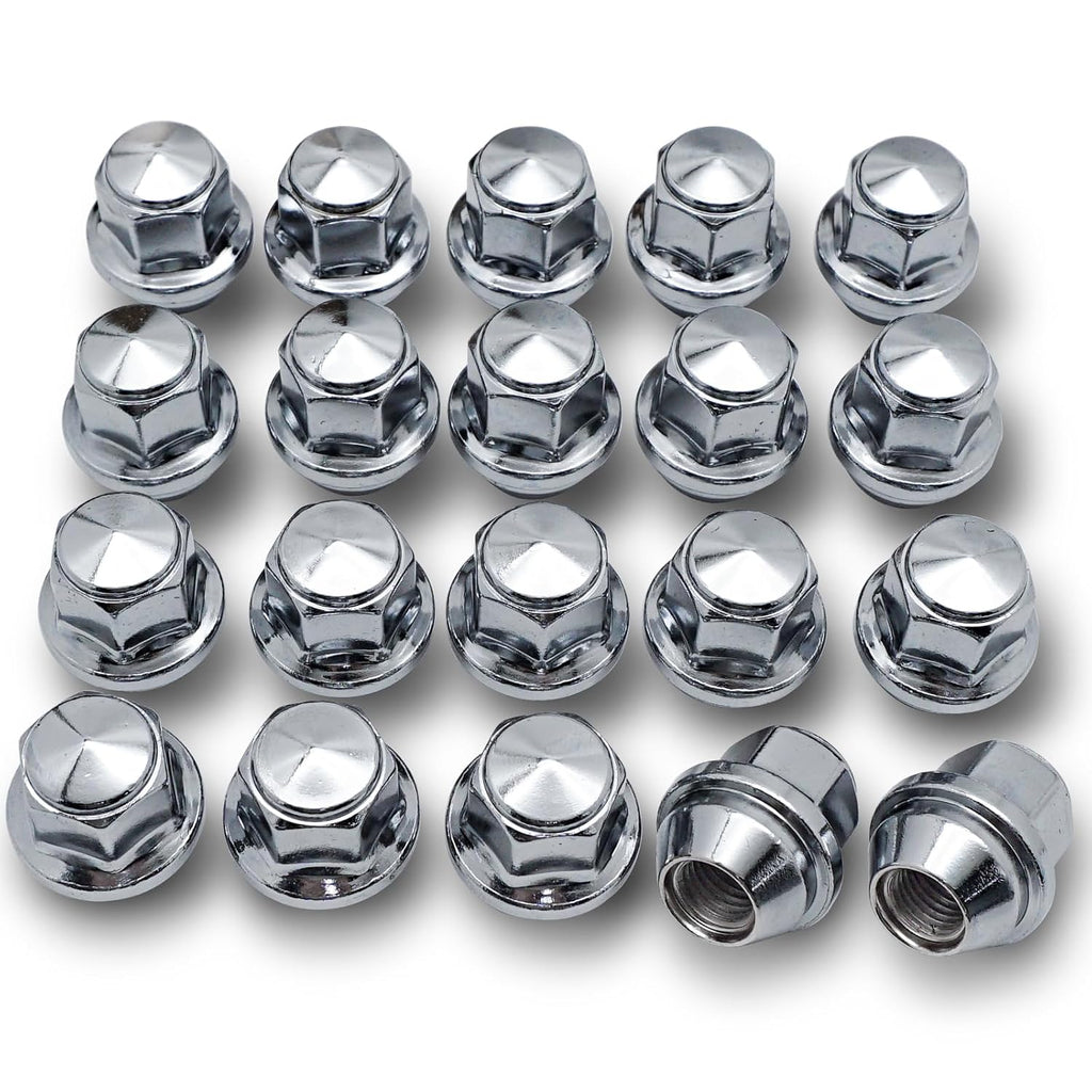 20 tuercas rueda M12*1.5 cromo estilo fábrica hexagonal 19mm largo 32mm para Ford Focus Escape Fusion Fiesta Ranger EcoSport Transit Connect Lincoln MKC MKZ 2011-2020, OEM# 611-303