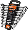 USADO Y FALTA UNA PIEZA-HORUSDY Set de 15 Llaves Metricas Combinadas 8-22mm | Maximo Torque, 12 Puntos, Acero Cromo Vanadio | con Soporte de Almacenamiento