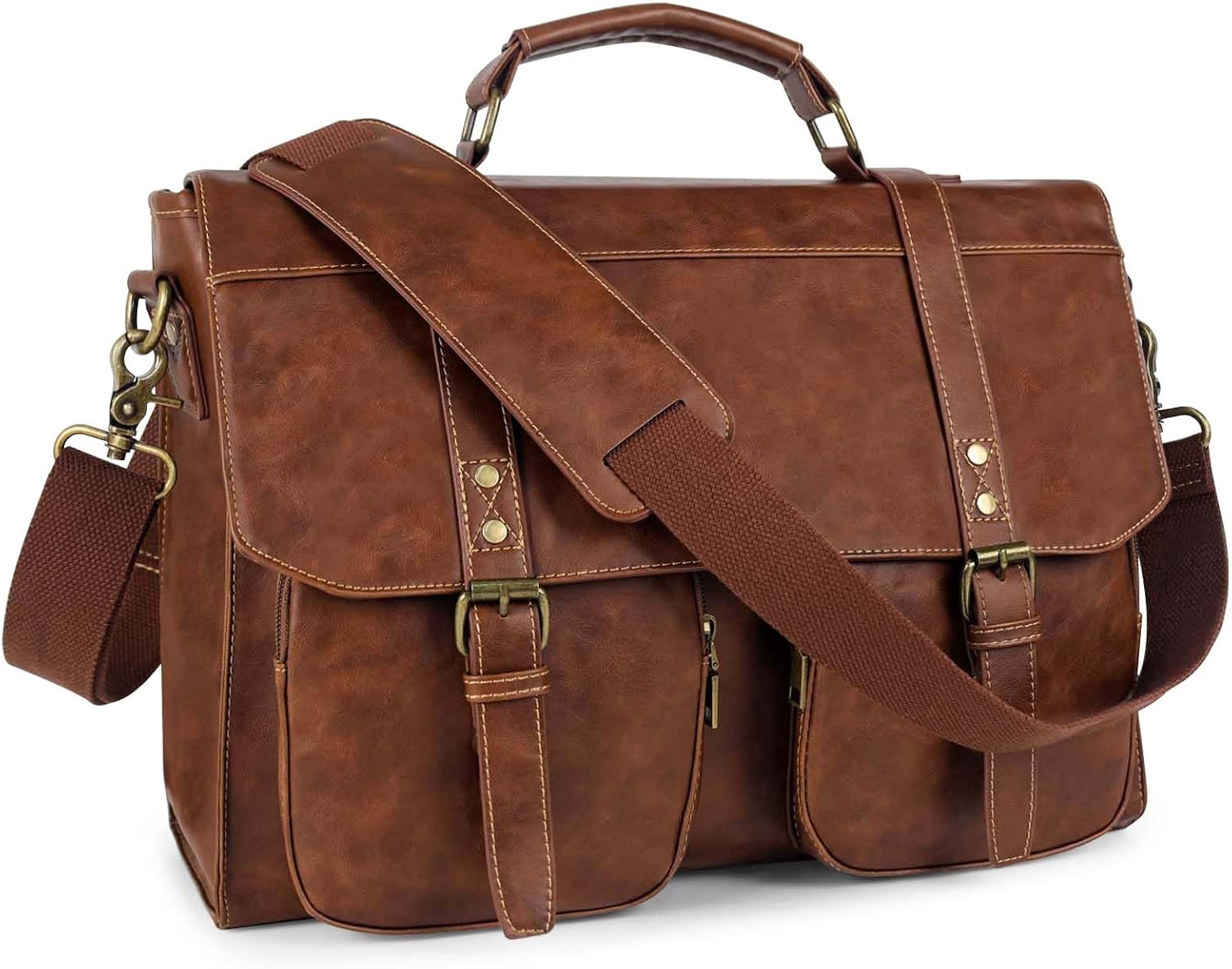 Bolso bandolera Wogarl para hombre de 15,7 pulgadas: maletín vintage de piel sintética, bolso grande para ordenador portátil, ideal para oficina y negocios. 