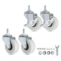 Ruedas Giratorias con Vastago Roscado M6-1.0 | 2 Pulgadas PVC Silenciosas | M6 x 15mm | Juego de 4 (2 con Freno, 2 Giratorias) para Estantes y Carritos