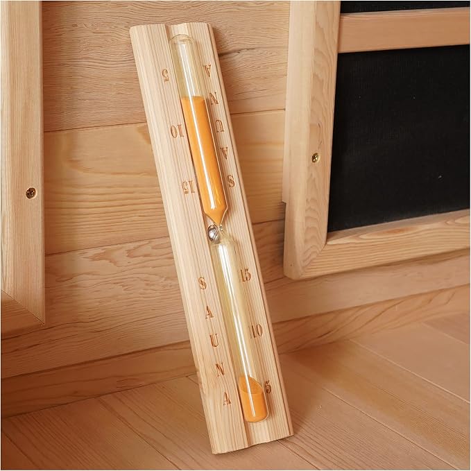 Reloj de arena de 15 minutos para sauna, temporizador giratorio de madera (madera de cicuta)