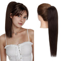 Extensión de Coleta Cabello Humano Charites 14" Marrón Oscuro – Lisa, Clip de Garra y Mandíbula, Postizo Natural para Mujer