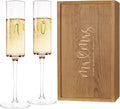 Juego de 2 copas de champán AW BRIDAL para el Sr. y la Sra., regalo de compromiso para parejas y recién casados, regalos para la despedida de soltera, juego de copas para brindar por el aniversario de bodas con caja de madera.