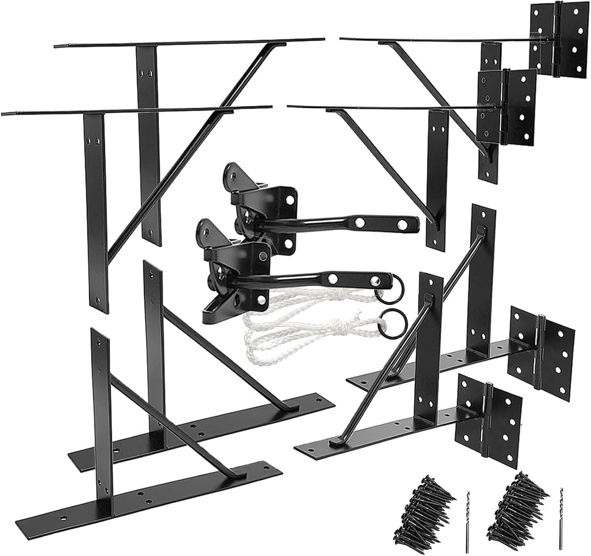 GoldOrcle Kit Anti Descuelgue para Porton | Refuerzo de Esquina Servicio Pesado | Soporte para Portones de Madera con Pestillo Autocierre | 2 Sets