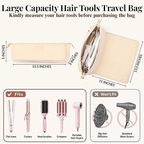 Bolsa Organizadora para Herramientas de Cabello Aerotrunk – Tapete Resistente al Calor, Gran Capacidad, Beige