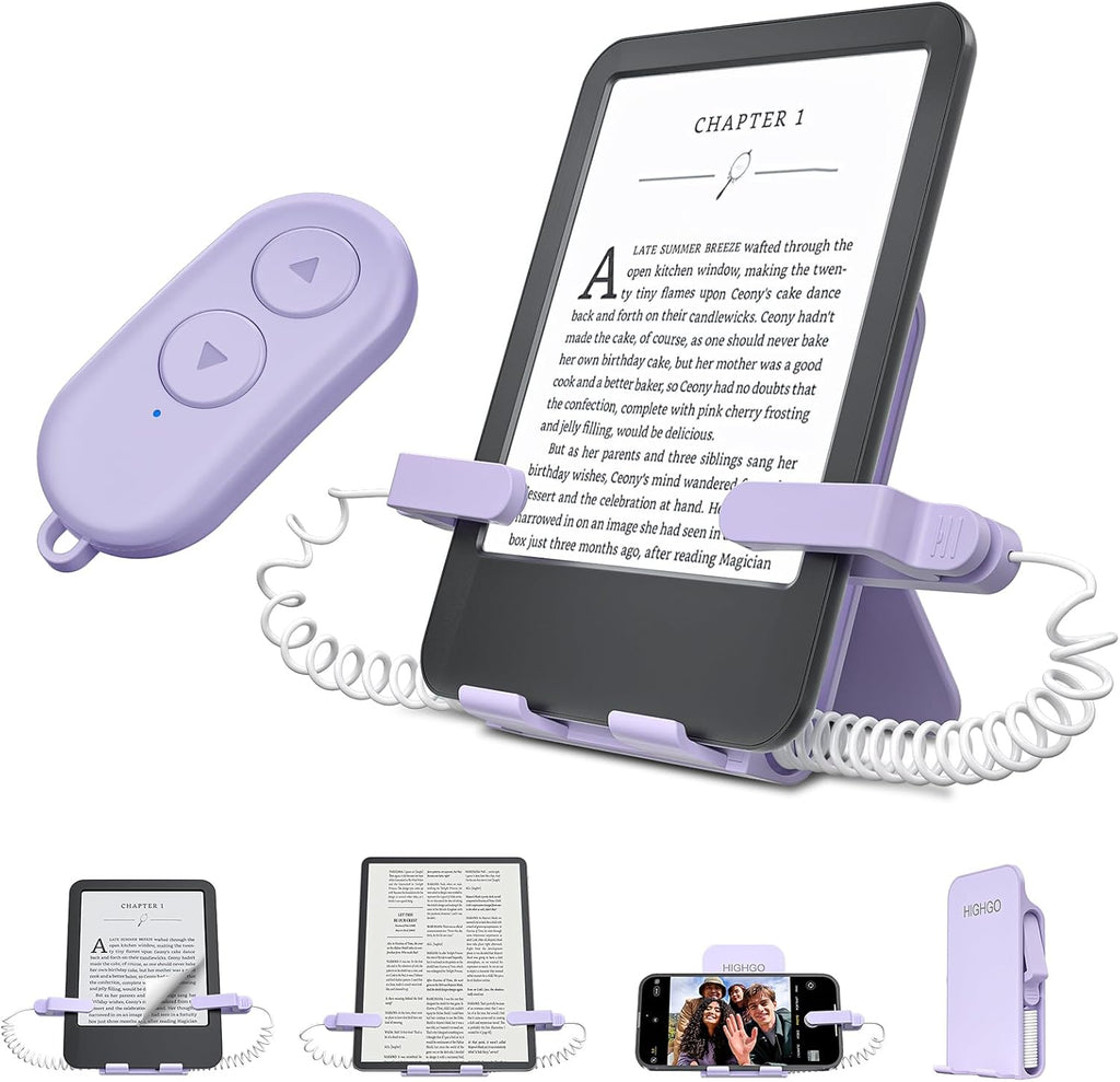 Control remoto para pasar páginas y soporte para lectores electrónicos Kindle Paperwhite Oasis, control remoto para pasar páginas hacia adelante y hacia atrás, accesorios Kindle para iPhone, iPad, tabletas, lectura, grabación de video y selfies.