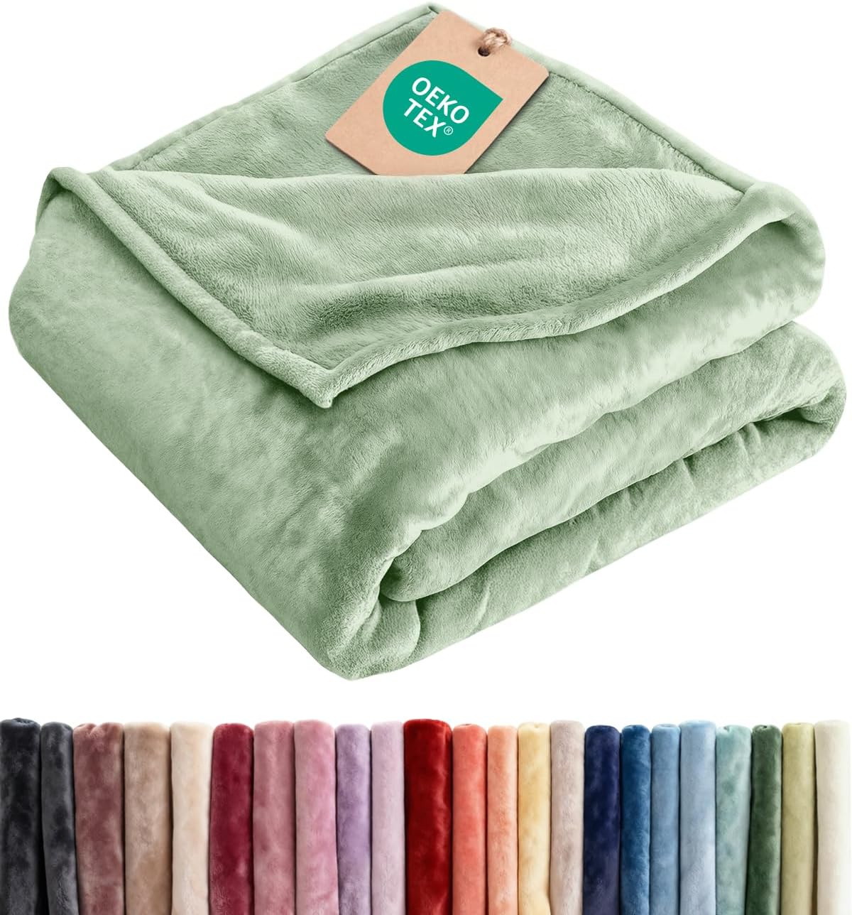 Manta Vellón Ultra Suave Tamaño King – Franela Micropelusa Antiestática, Cálida y Transpirable para Sofá y Cama | Celedón