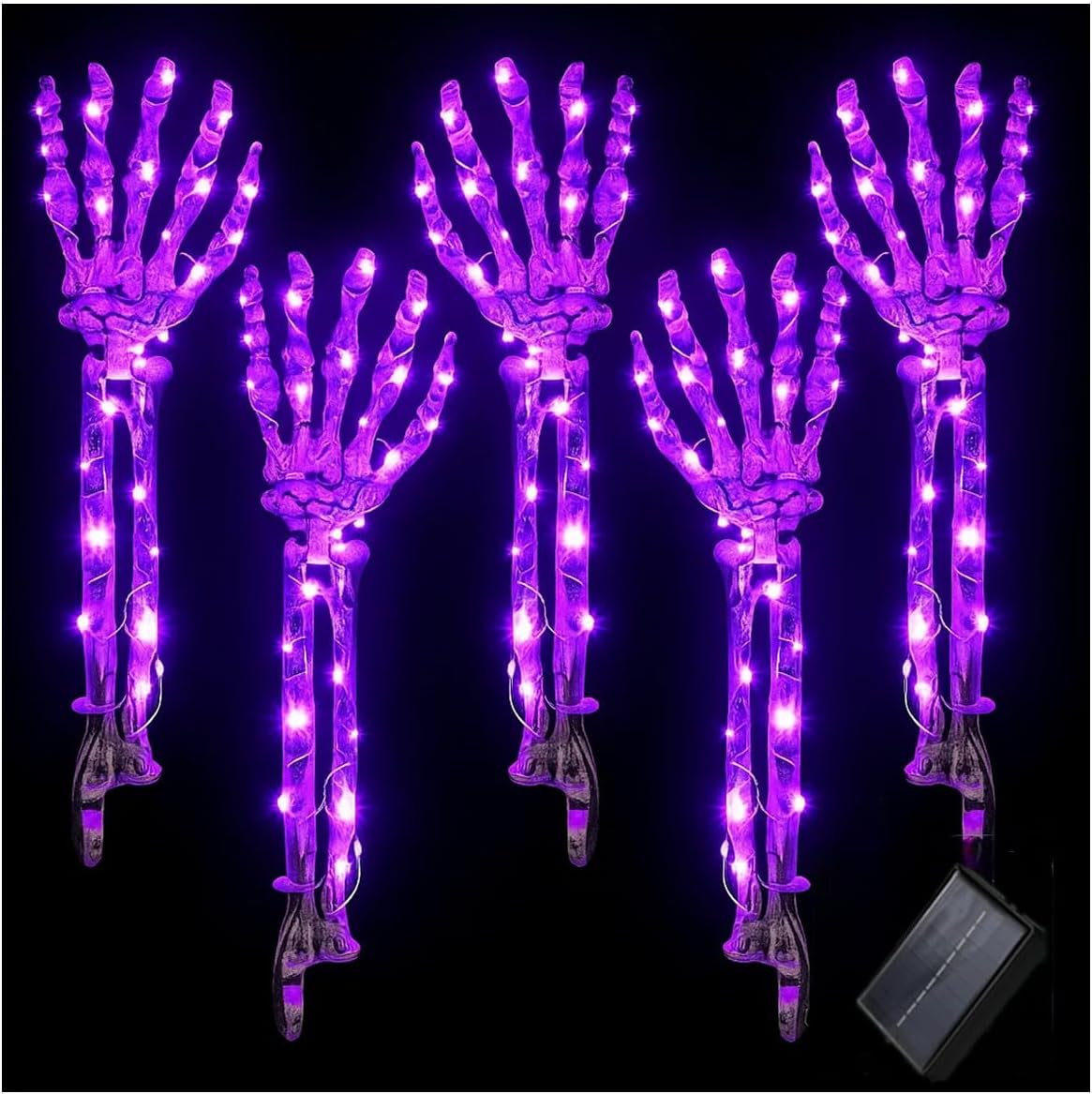 Halloween Decorations Outdoor, 5 Pack Light Up Skeleton Arm Stakes, 8 Lighting Modes, Scary Indoor Outdoor Halloween Party Props Yard Pathway Lights (Purple)