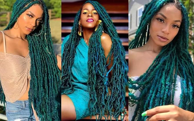 36 Pulgadas Locs Suave Crochet Pelo Pre Bucle 6 Paquetes Super Largos Faux Locos Trenzas de Crochet Goddess Locs Dreadlocs Pelo Sintético para Mujeres Negras (M1B/Dgreen, 36 Pulgadas 6Pack)