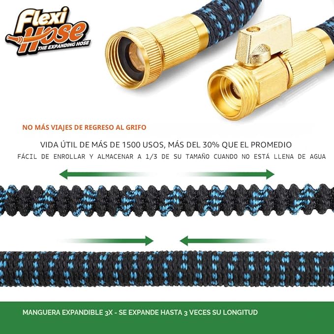 Flexi Hose Expandable Garden Hose con Boquilla 8 Funciones, 100FT