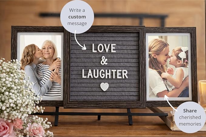 Marcos de Fotos Personalizados – Marco de Fotos Personalizado en Marrón – Regalos de Fotos Personalizados para Papá, Mamá, Abuelo o Papá – Dos Fotos de 6x4 con Tablero de Letras de Feltro