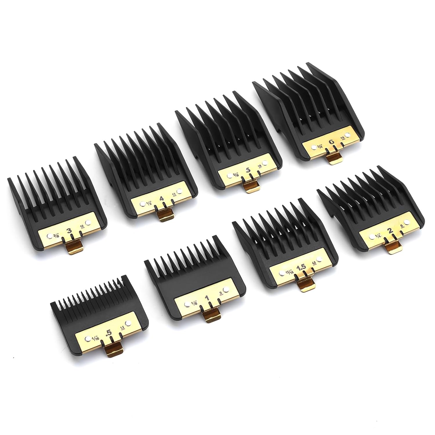 8 Pack Clipper Guards set with Metal Clip for BaBylissPRO Series Hair Clippers, Cutting Lengths 1/16"-3/4"，Replacement for BaByliss Clipper Guards