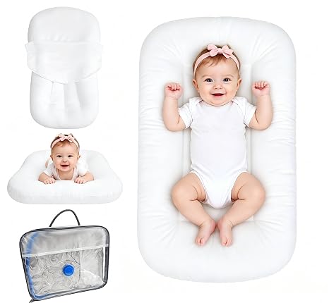 Tumbona para bebé recién nacido de 0 a 18 meses, asientos y tumbonas para el suelo de diseño biónico para bebés para el hogar y viajes, tumbona de algodón orgánico suave para bebés, regalos para baby | Regalos para baby shower