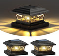 USADO-DAMAYCA Set de 2 Luces Solares para Poste con Modos Cálido y Frío | Impermeables para Exterior | Compatibles con Postes 4x4, 5x5 y 6x6 | Negro Clásico