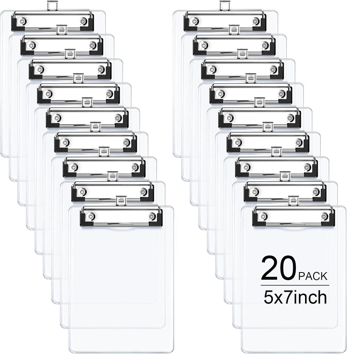 Mini Clipboards Transparentes 5x7 Pulgadas Pack de 20 - Para Aula, Oficina, Enfermeras y Estudiantes