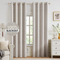 MIULEE Cortinas 100% Opacas Textura Lino – 2 Paneles 52x92'', Marfil, Aislamiento Térmico, Ojales