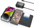 Base de carga inalámbrica ZealSound, alfombrilla de carga 3 en 1 para iPhone, Samsung Galaxy, Pixel, AirPods y Galaxy Buds, adaptador de 24 W incluido, ultradelgada, compatible con fundas, de cuero sintético, para el hogar, la oficina y los viajes.