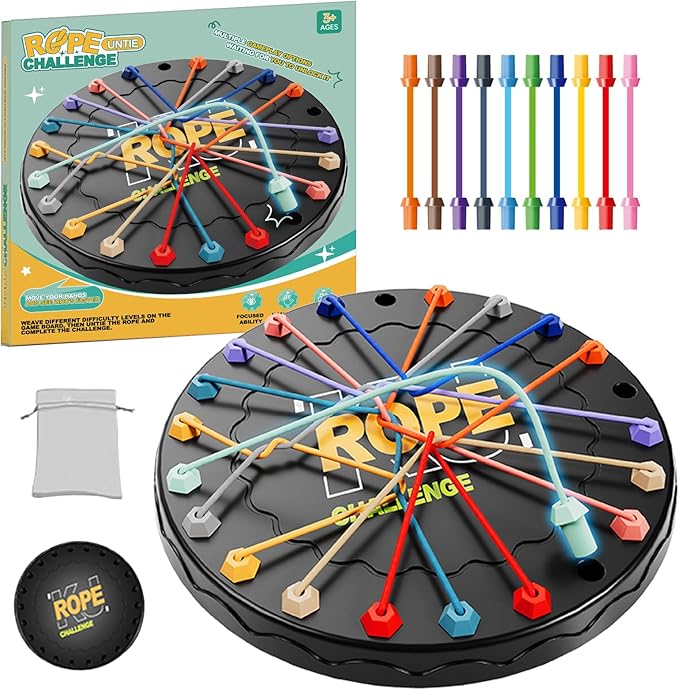 lartoys Juego de rompecabezas de cuerda para desenredar, juego de mesa educativo de estrategia para niños y adultos, juegos de fiesta de viaje familiar con desafíos de varios niveles