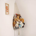 Hamaca de peluche Amdermi Novel, red colgante de esquina para guardar peluches, expositor de juguetes de macramé, soporte para juguetes de peluche, perfecto para paredes de espacios pequeños (crema).