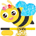 WERNNSAI Piñata de Abeja - Decoraciones para el primer día de las abejas. Linda piñata con venda para los ojos y bate para fiestas de cumpleaños infantiles, fiestas en el aula o en el jardín. Artículos para juegos