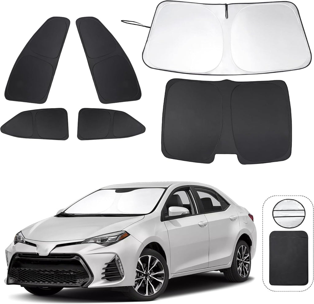 Parasoles de Ventana TINGLU para Toyota Corolla 2014-2019 | 6 Piezas | Cubre Ventanas Laterales y Parabrisas | Protección UV y Privacidad | Para Camping y Siesta