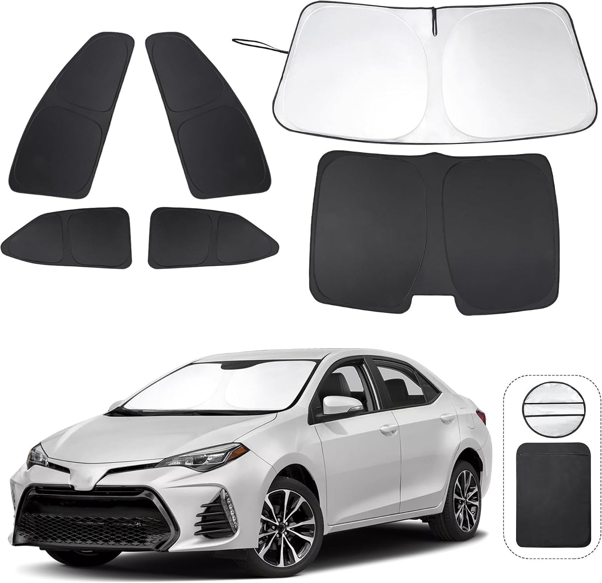 Parasoles de Ventana TINGLU para Toyota Corolla 2014-2019 | 6 Piezas | Cubre Ventanas Laterales y Parabrisas | Protección UV y Privacidad | Para Camping y Siesta