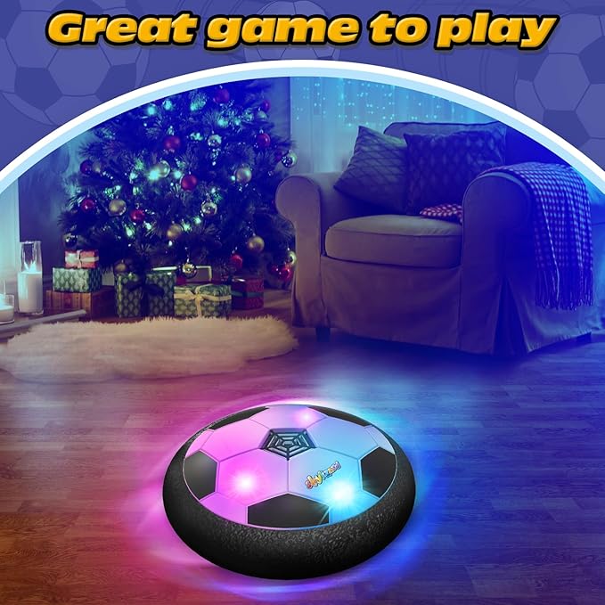 ShyLizard Balón de Fútbol Hover, Regalos de Juguetes para Niños de 3, 4, 5, 6, 7, 8 Años, Balón de Fútbol Infantil con Energía de Aire y Luz LED, Balón de Fútbol Hover para Interior para Niños de 3-5