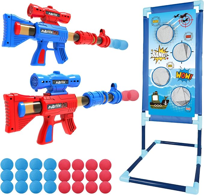 Juego de Pistolas de Aire para Niños – Solo Vienen 16 Bolas y 1 Mirilla | 2 Blásters + Objetivo Temática Naval