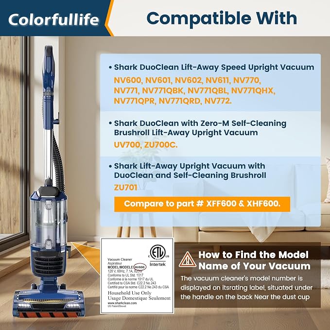 Kit de Reemplazo de Filtro de Aspiradora Colorfullife UV700 para Shark DuoClean Speed Lift-away NV770, NV771, UV700, Reemplaza la Pieza XFF600, XHF600