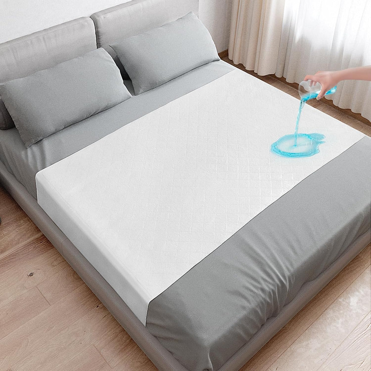 Protectores de colchón para incontinencia para adultos, niños y ancianos, impermeables, reutilizables, lavables, con laterales ajustables, diseño antideslizante, súper absorbentes, tamaño Queen (60" x 36").