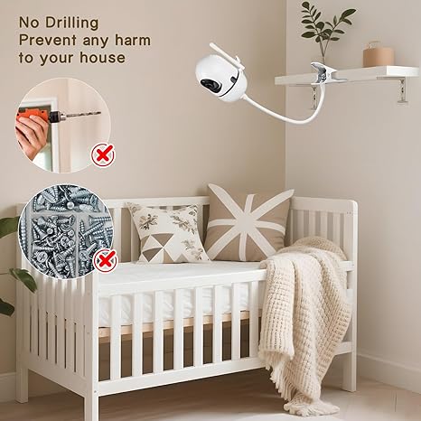 Soporte de clip para monitor de bebé HelloBaby HB6550/HB6560/HB6148/HB6240//HB66/HB6339, ANMEATE SM935E – Soporte de cámara de bebé con abrazadera ajustable, sin taladrar, montaje flexible para cunas, escritorios y estantes