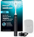 Cepillo de dientes eléctrico recargable Philips Sonicare 4100, eliminación avanzada de placa, sensor de presión, incluye estuche para cabezal, negro BD5003AZ 