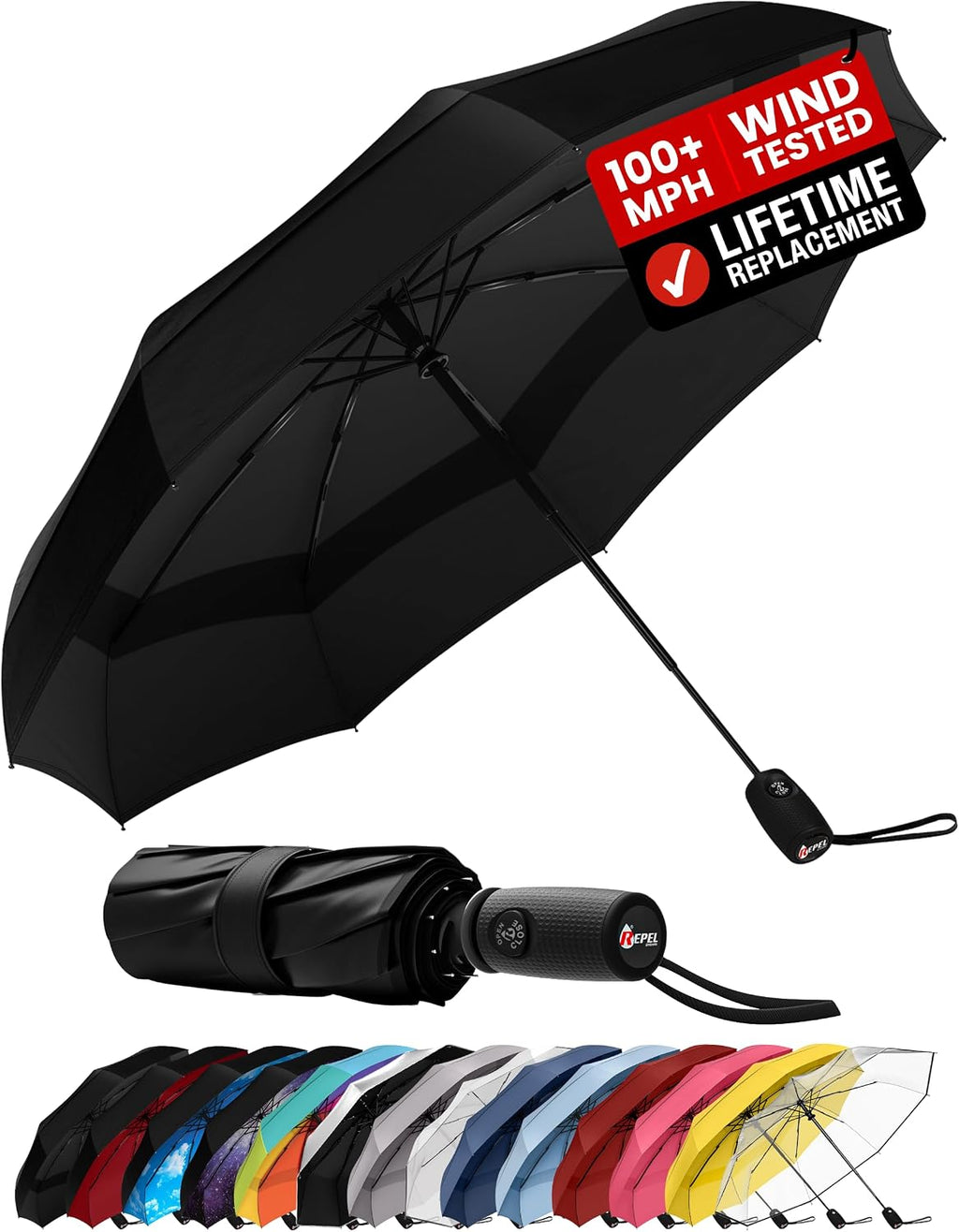Paraguas de Viaje Resistente al Viento hasta 160km/h – Compacto, Automático, Plegable para Hombre y Mujer
